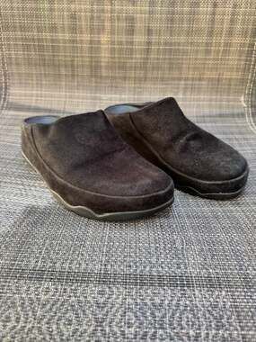 Fitflop Slip On Shoes Women US7 Black Suede Mule Clogs Sleepers